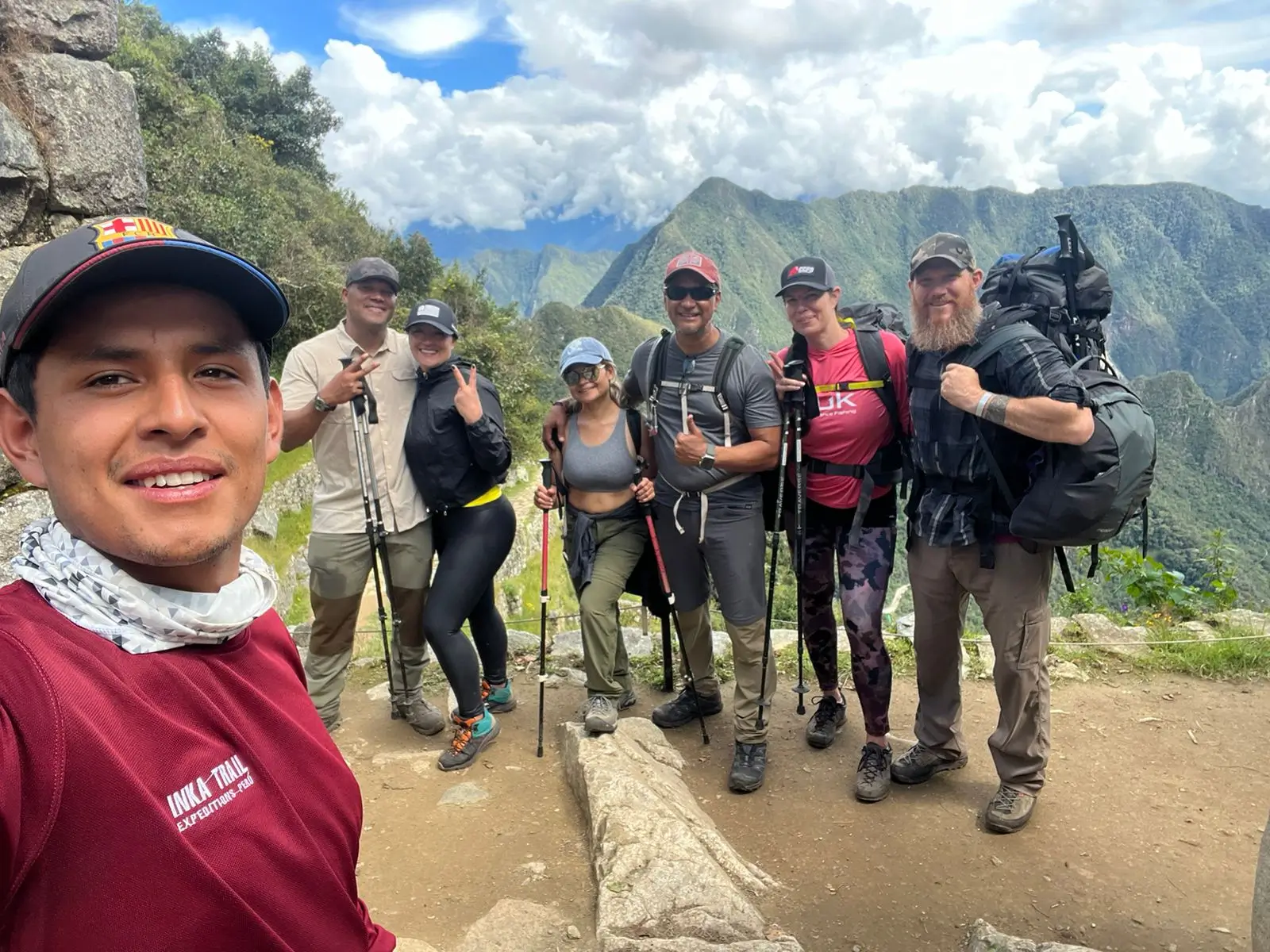 Inca Trail route to Machu Picchu - trekking path through the Andes